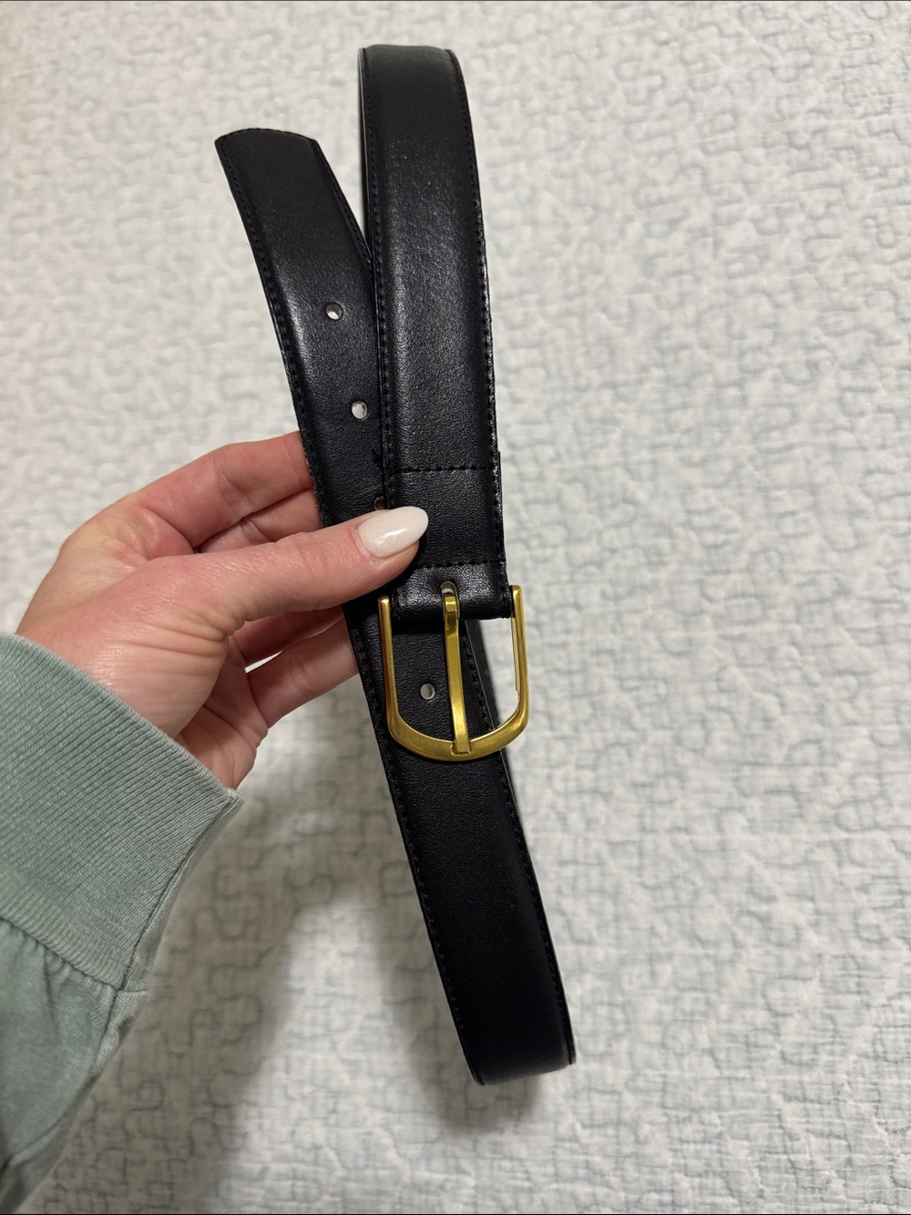 Classic Black Leather Belt with Gold Buckle - Men's Accessory